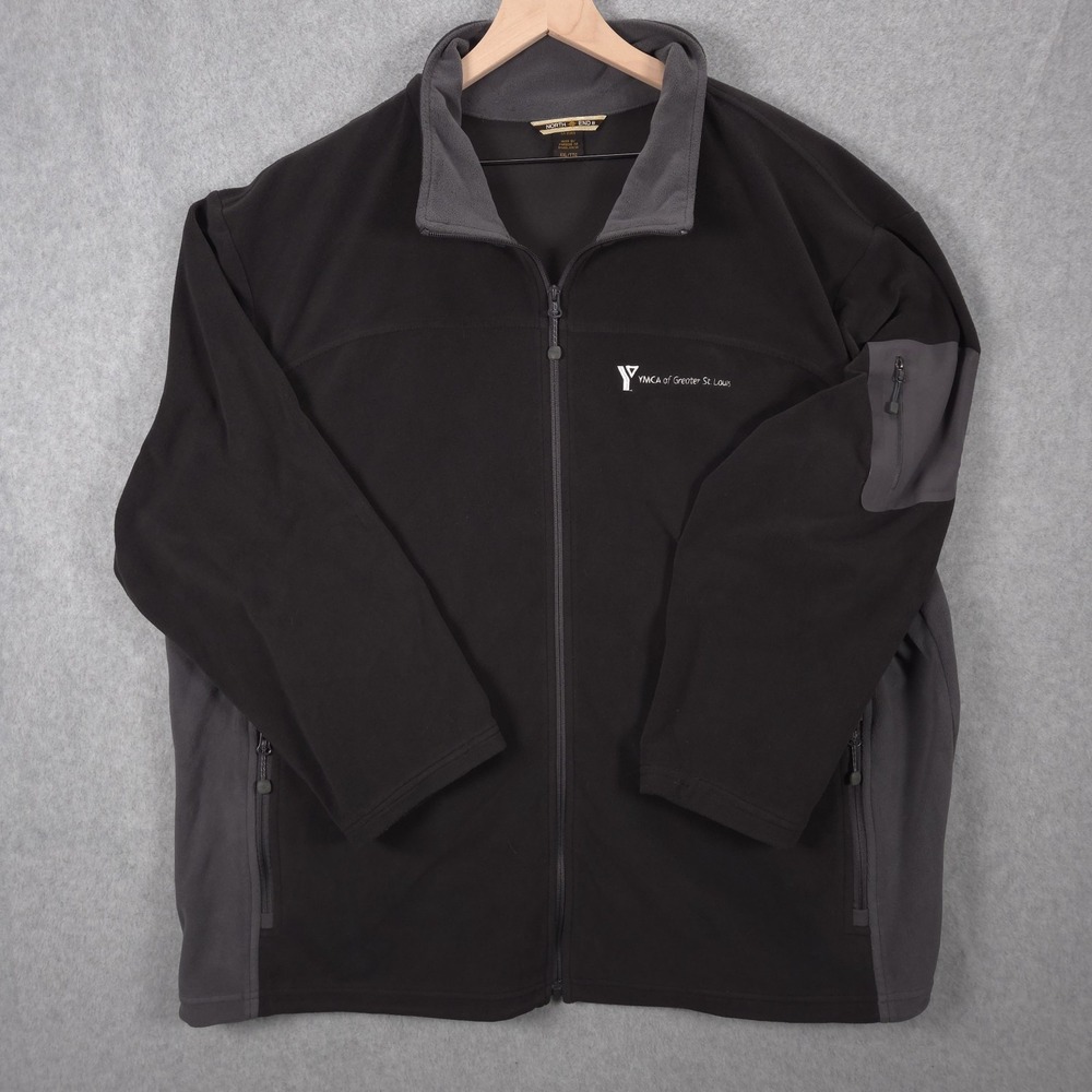 YMCA Greater St Louis Mens XXL Black Gray Fleece Full Zip Jacket North End